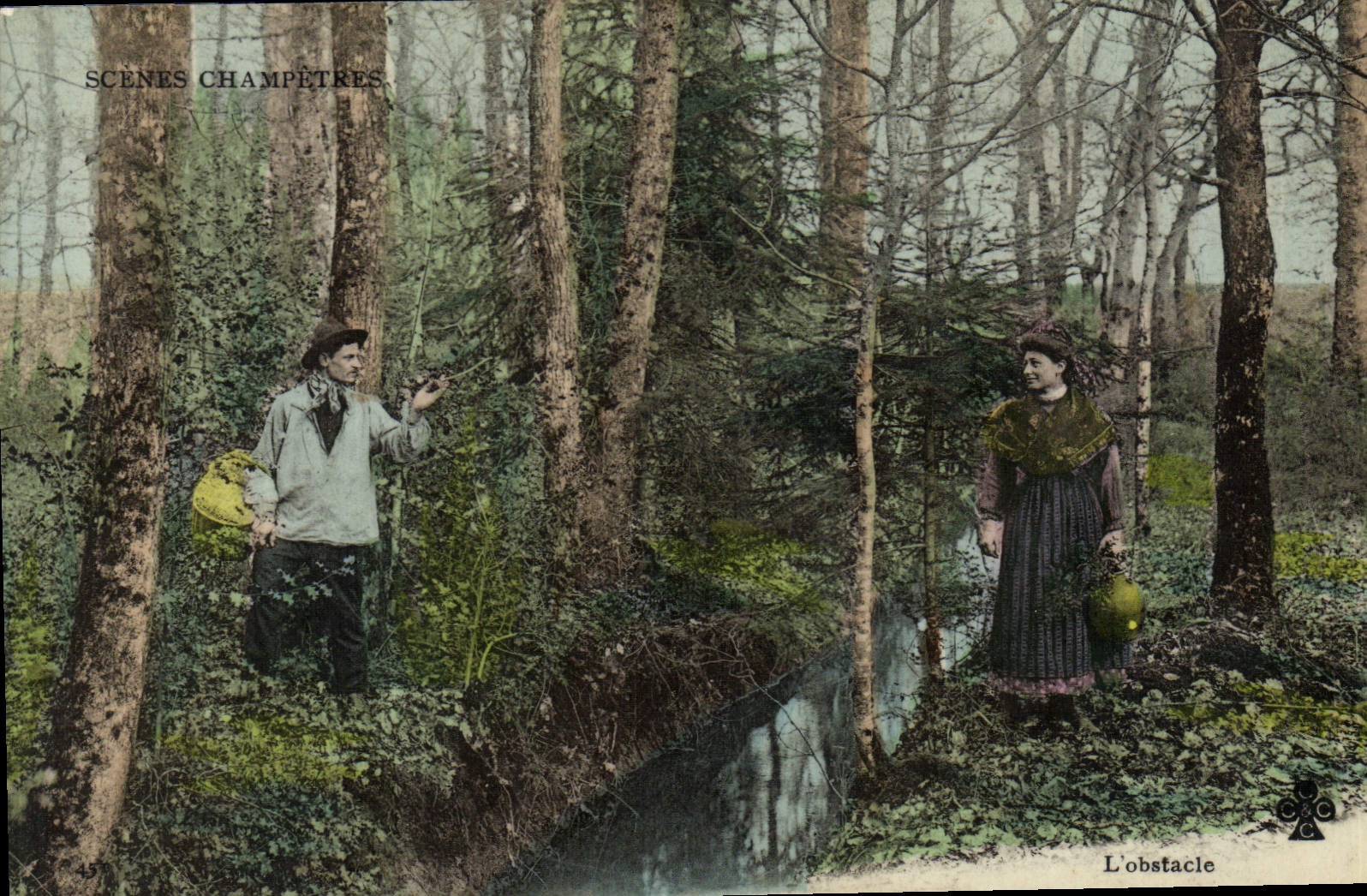 CPA Folklore L'obstacle 