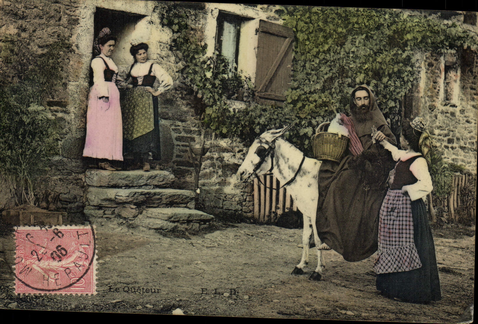 CPA Folklore Le queteur Ane Mule 