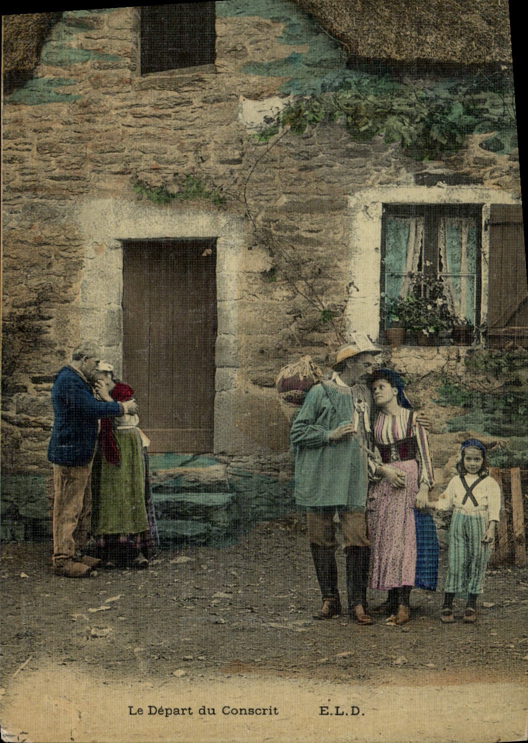 CPA Folklore Le depart du conscrit