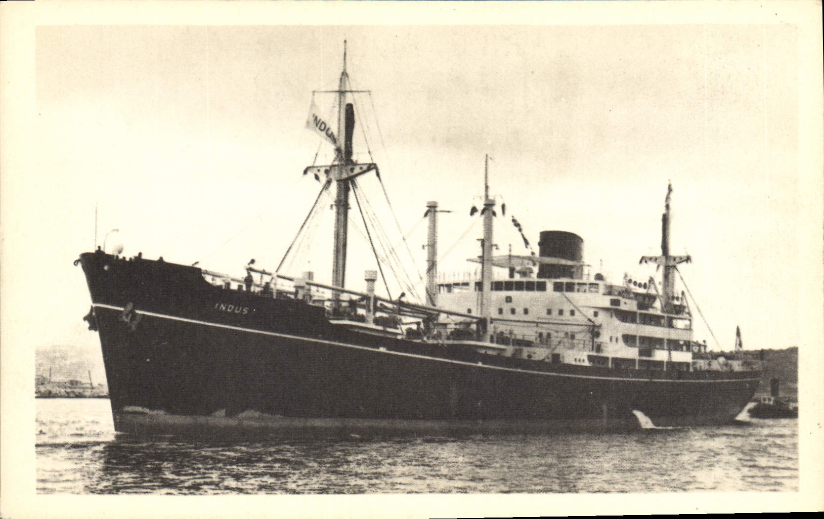 VINTAGE POSTCARD Boat Freighter Indus Maritime Transport