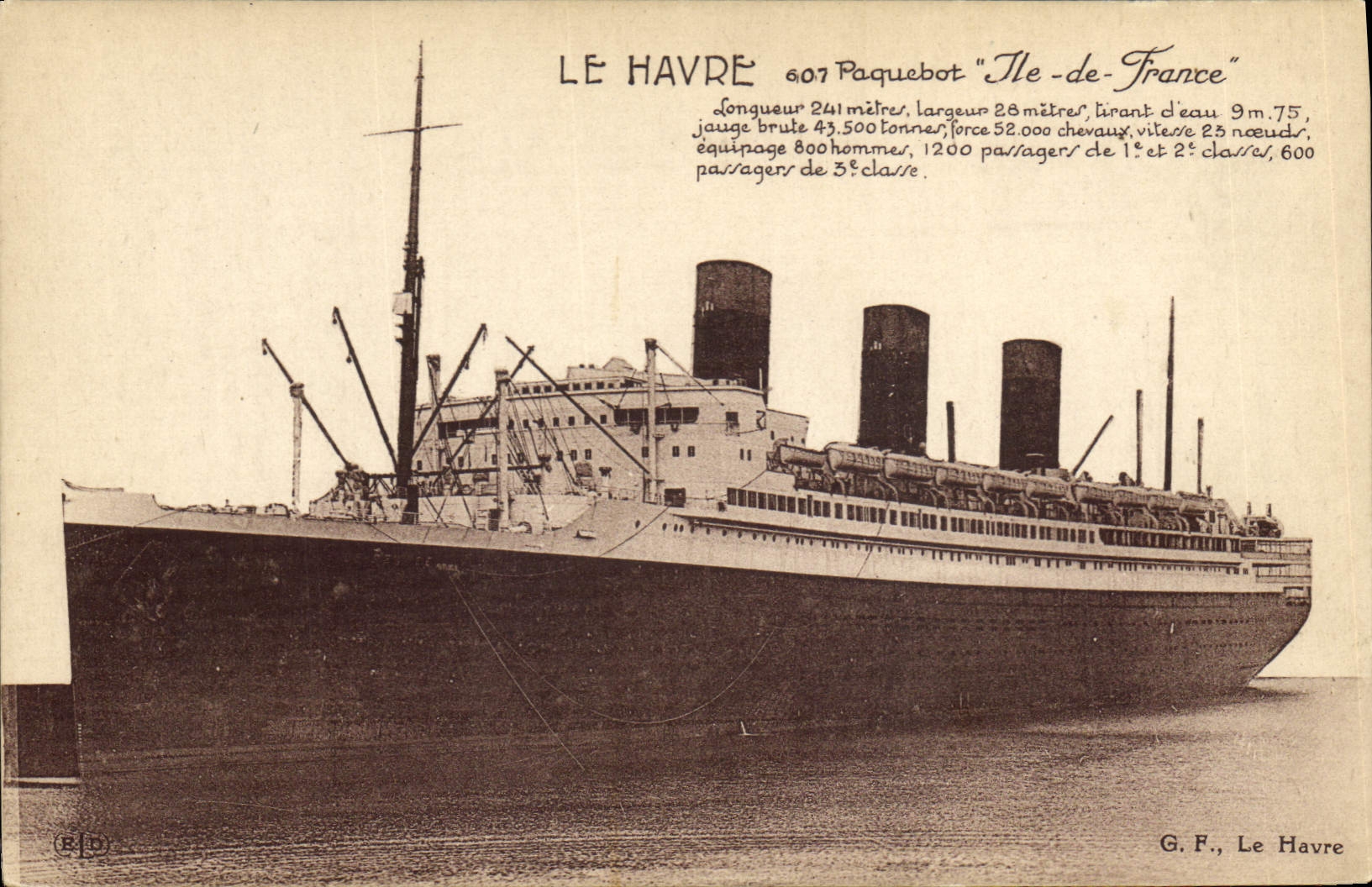 CPA Bateau Paquebot Ile de France Le Havre