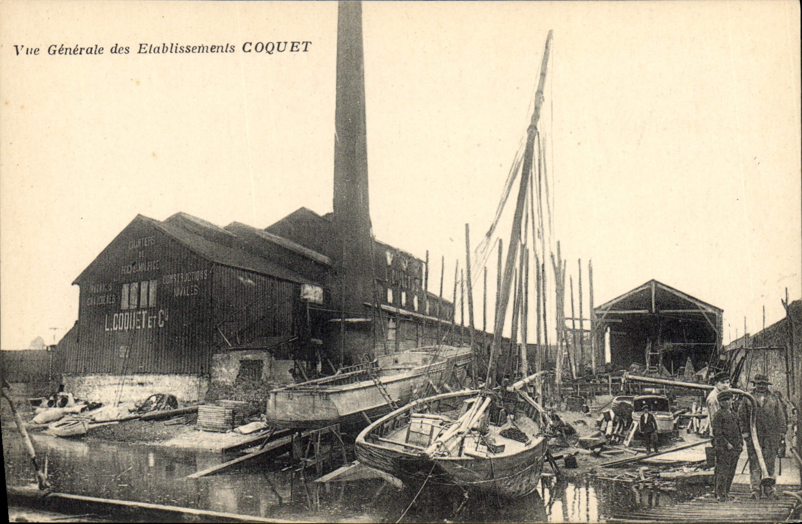 CPA Bateau Vue generale des Etablissements Coquet