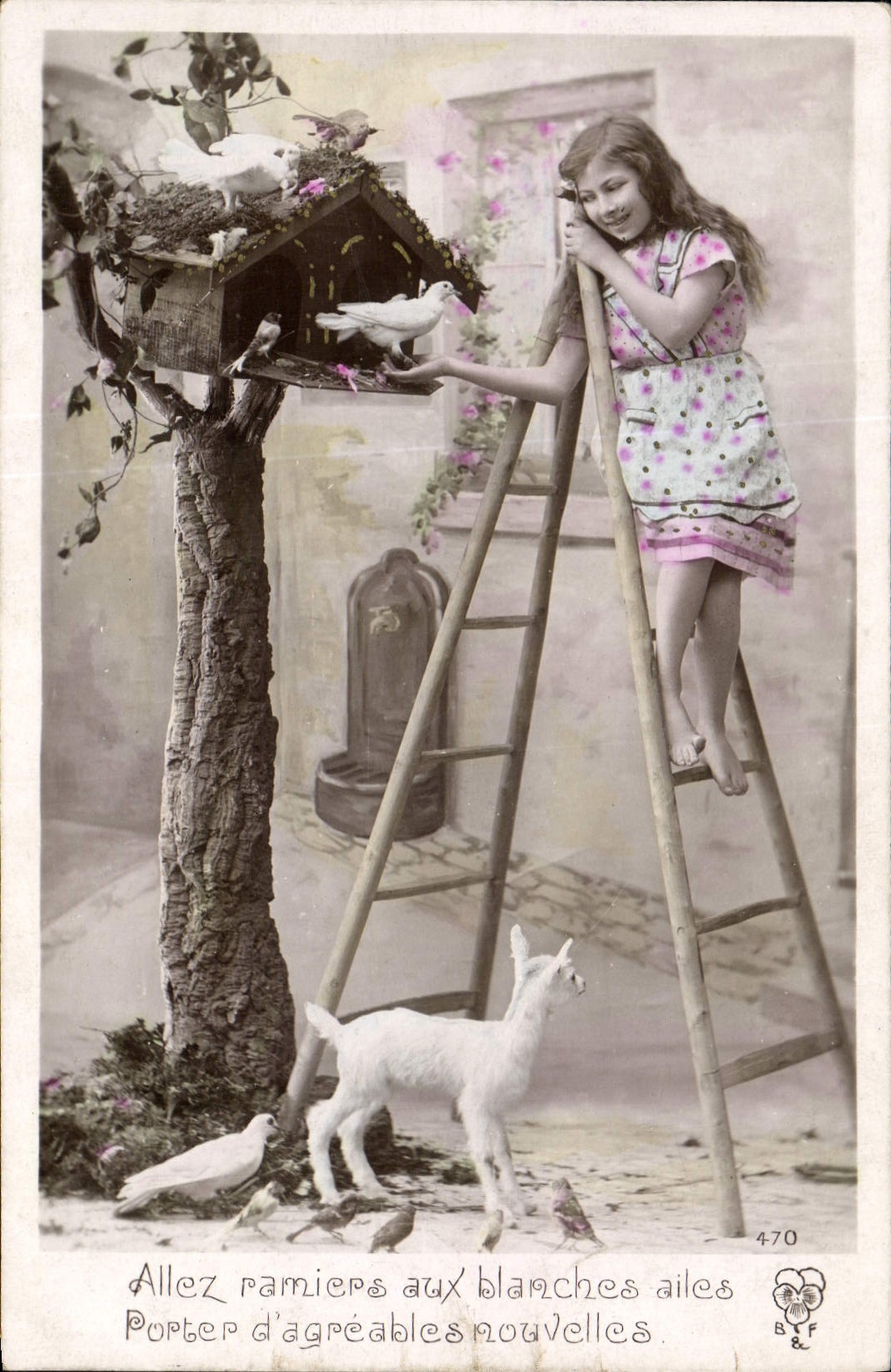 VINTAGE POSTCARD Goat Child