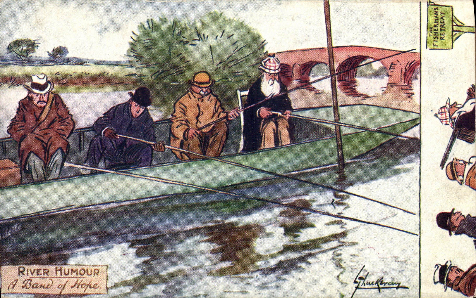 CPA Fantaisie Illustrateur River Humour Peche Pecheur