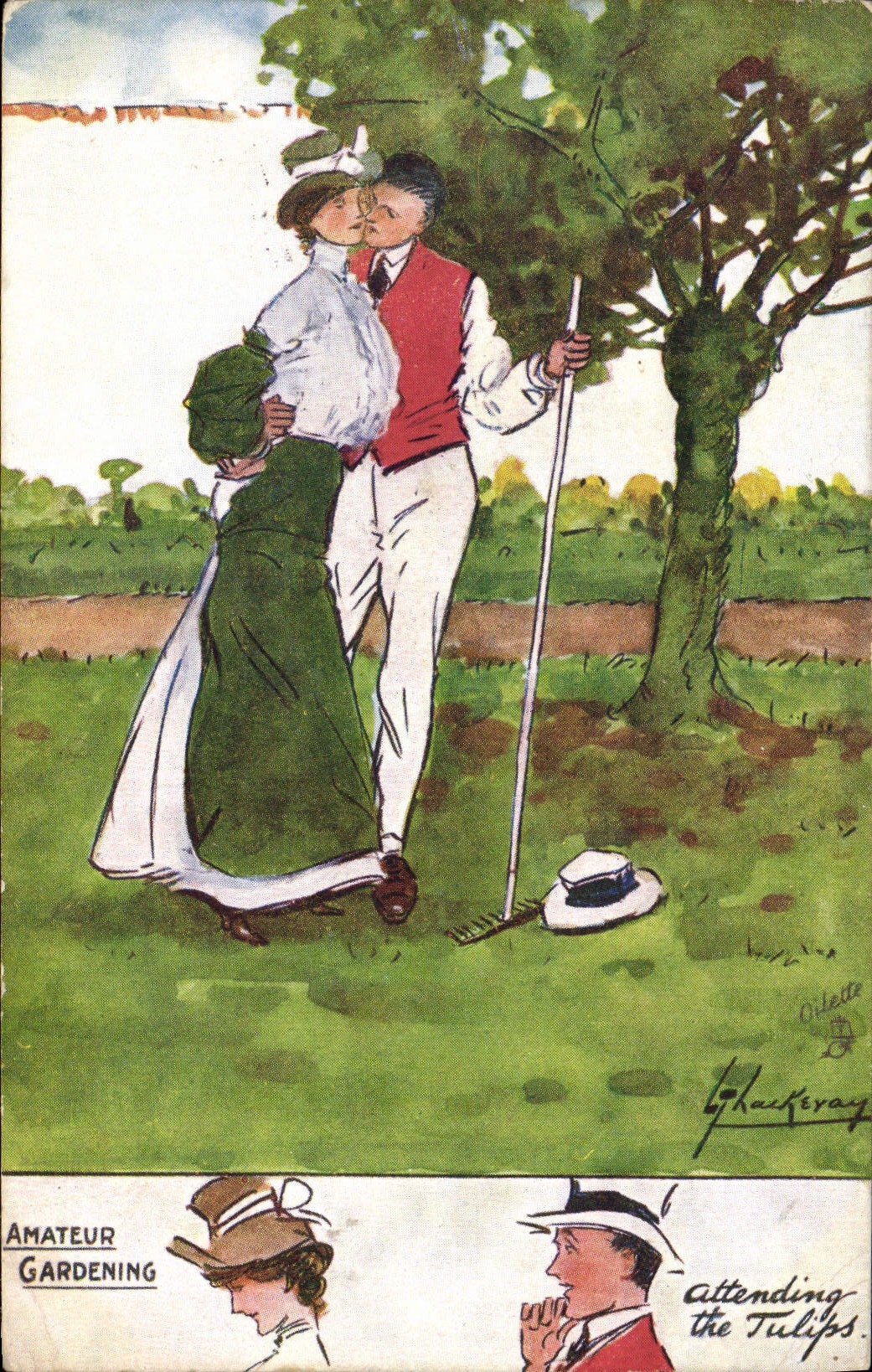 CPA Fantaisie Illustrateur Amateur gardening