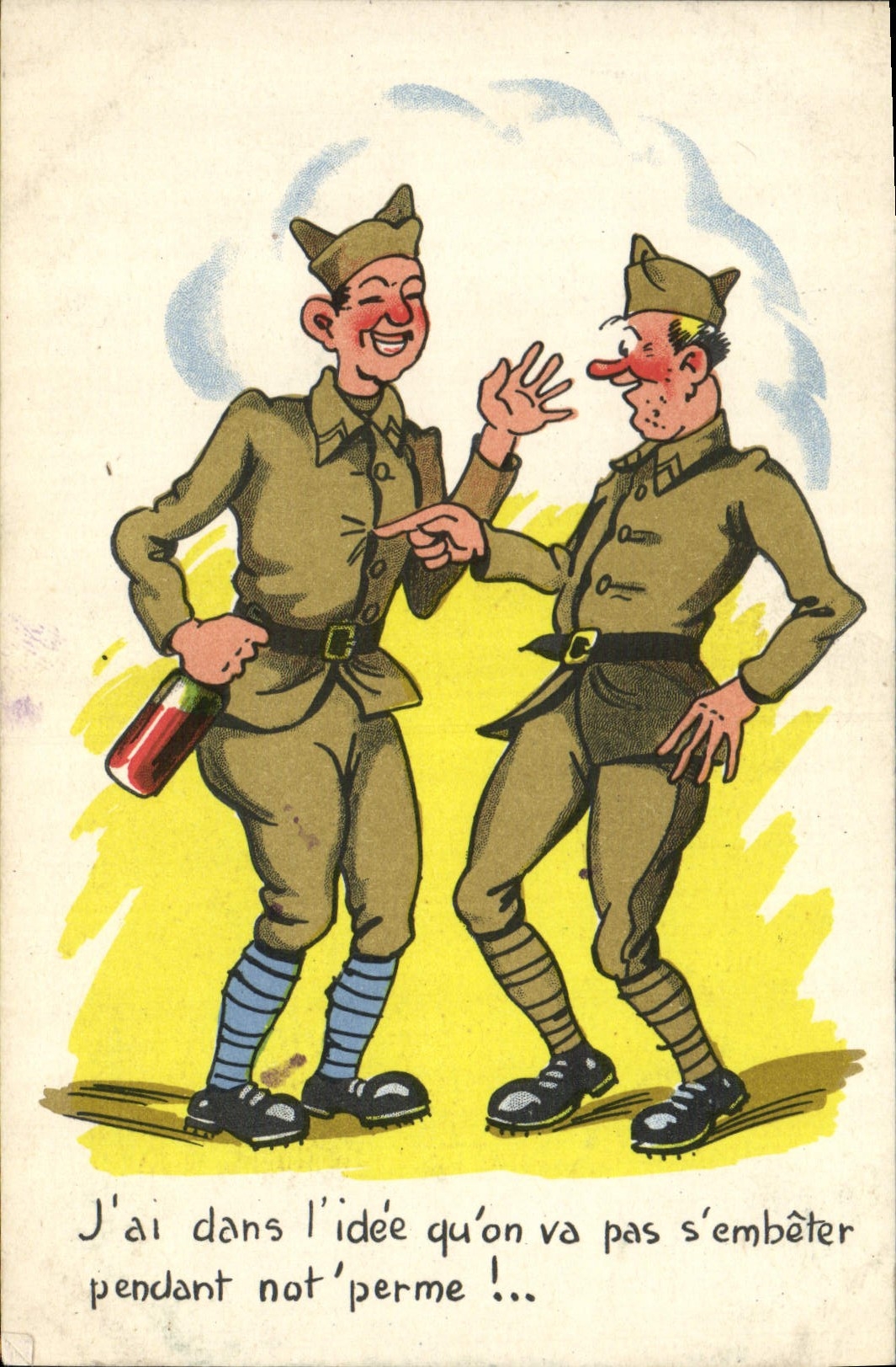 VINTAGE POSTCARD Militaria Soldier Alcohol