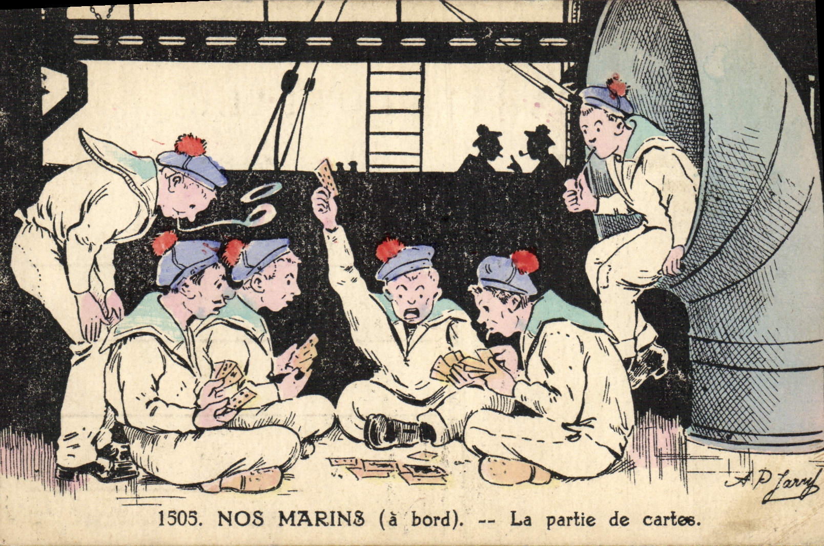 VINTAGE POSTCARD Militaria Our Sailors the part of charts