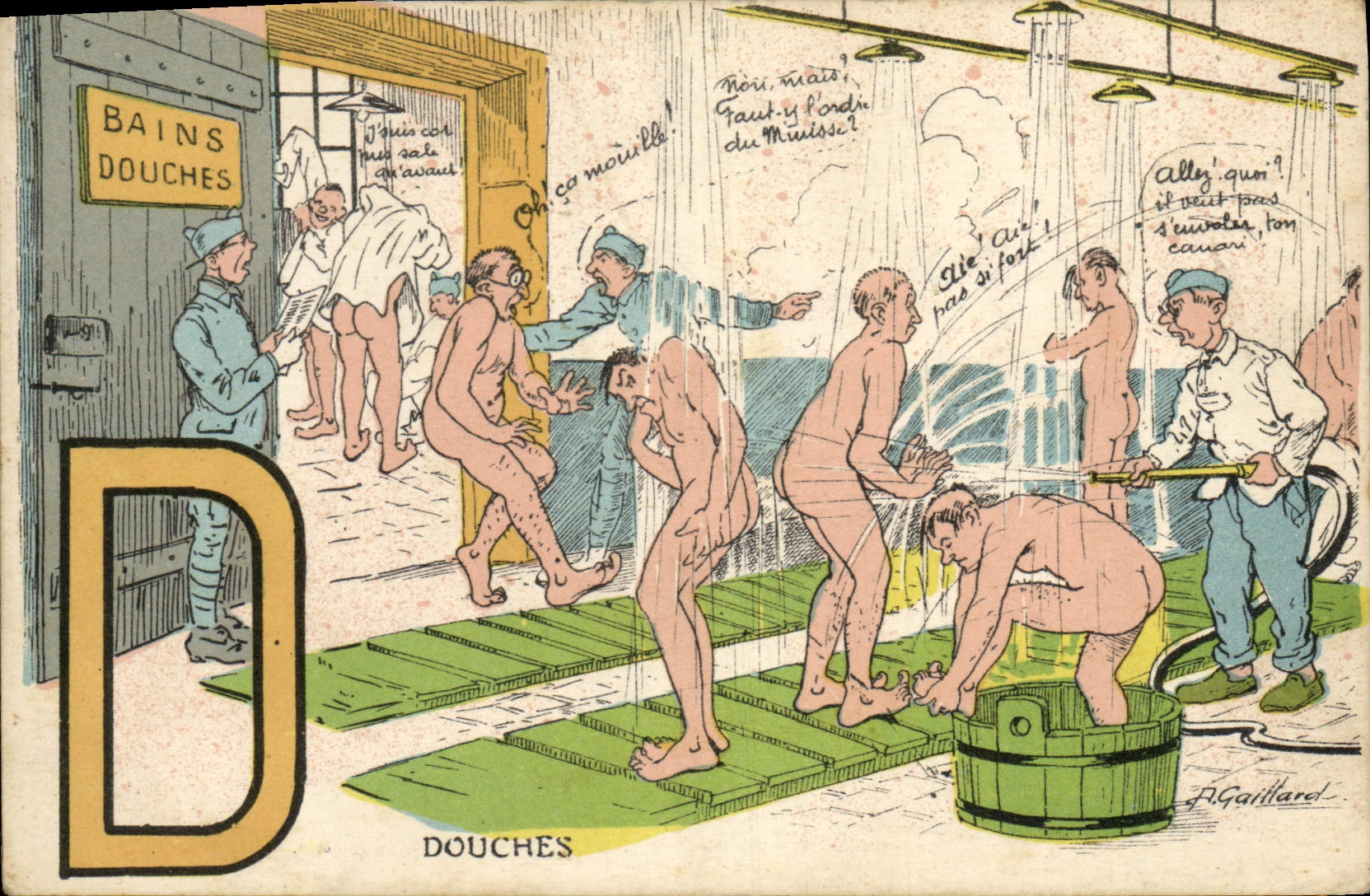 VINTAGE POSTCARD Militaria Showers