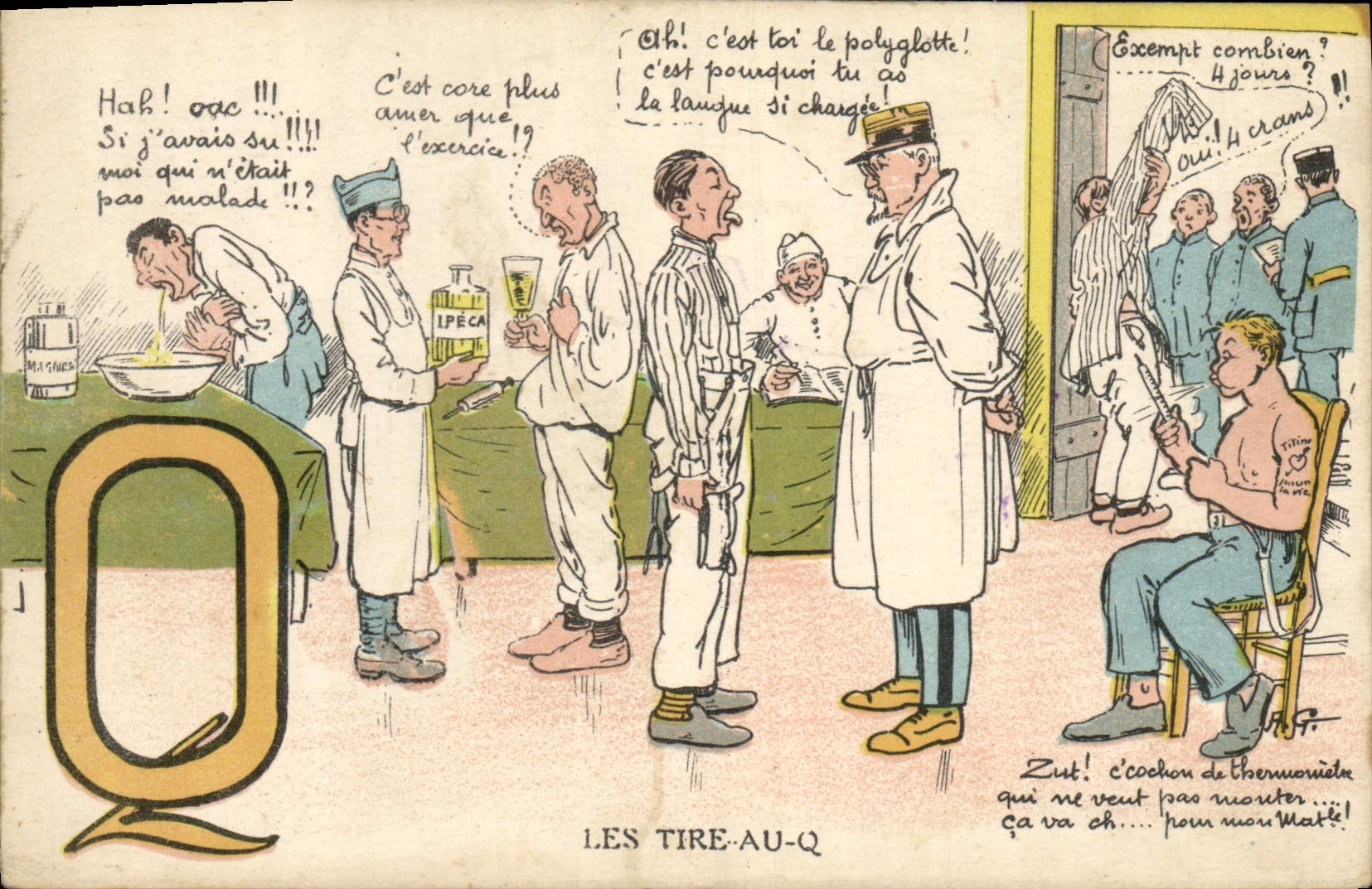 CPA Militaria Les tire au Q