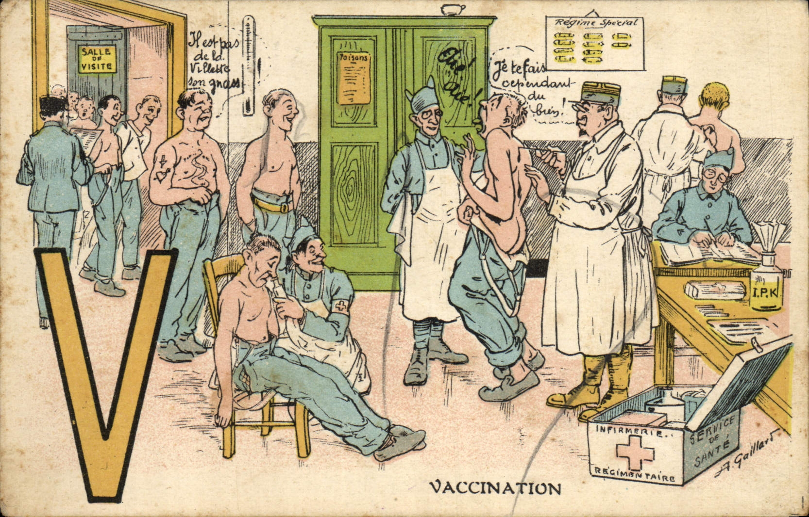VINTAGE POSTCARD Militaria Doctor Vaccination
