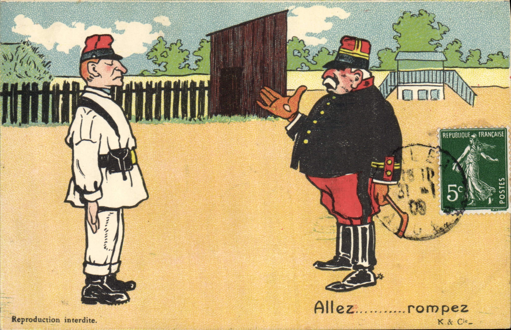 CPA Militaria Allez rompez
