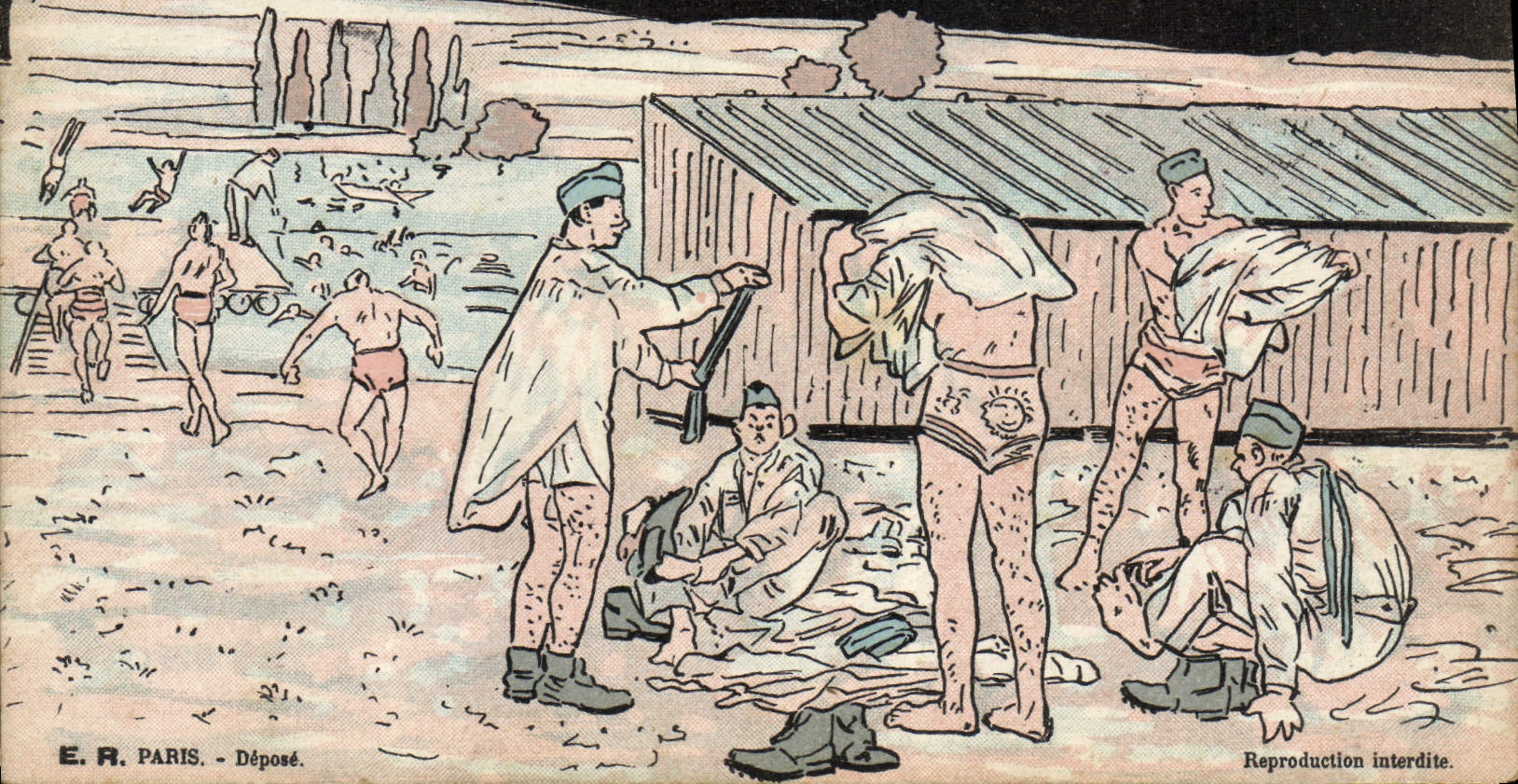 CPA Militaria A ka baignade