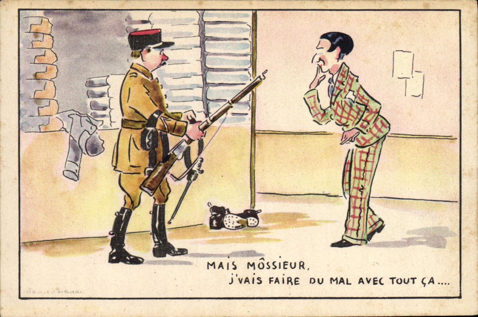 VINTAGE POSTCARD Militaria Rifle