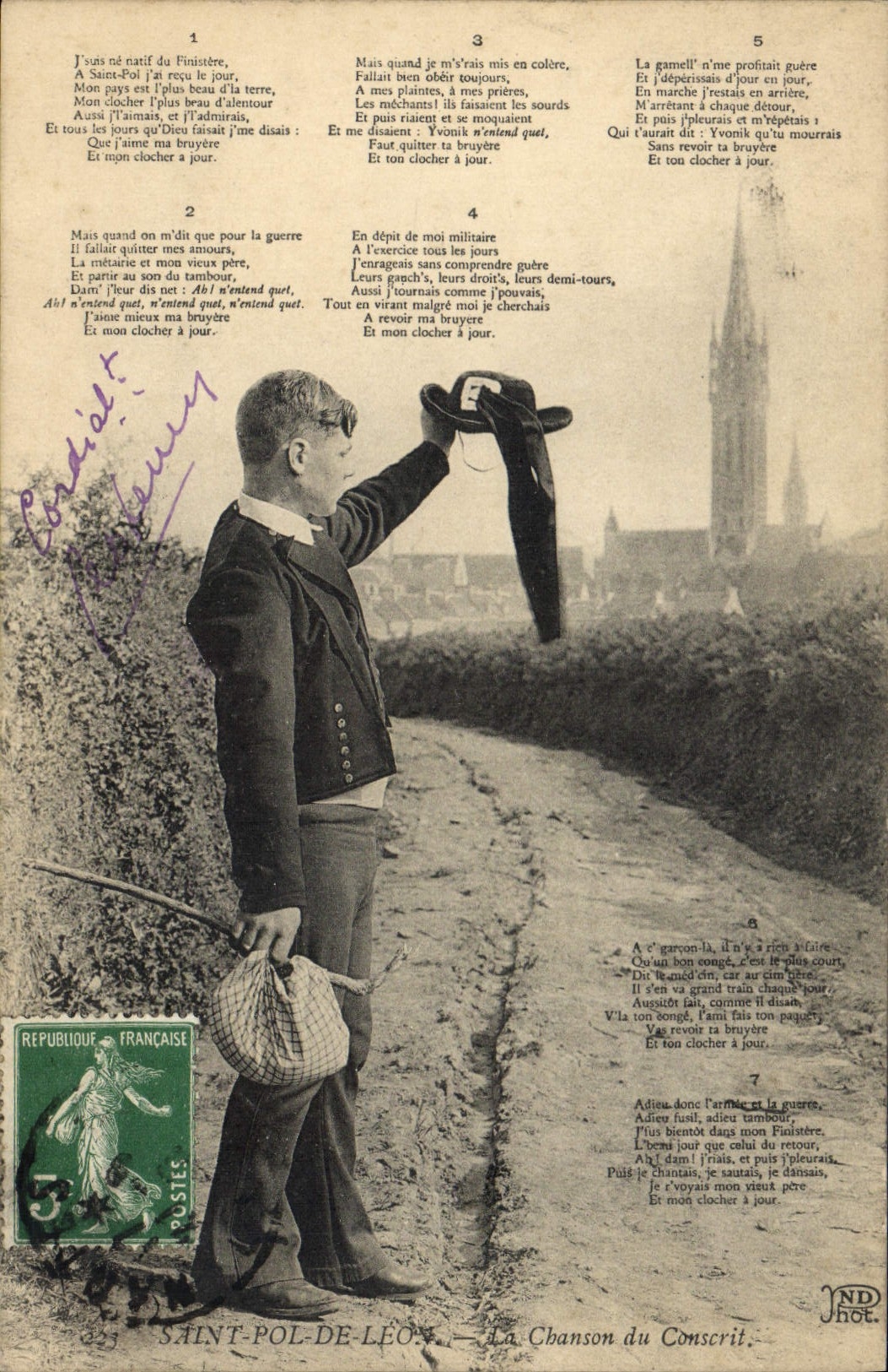 CPA Folklore Saint Pol de Leon La chanson du conscrit 