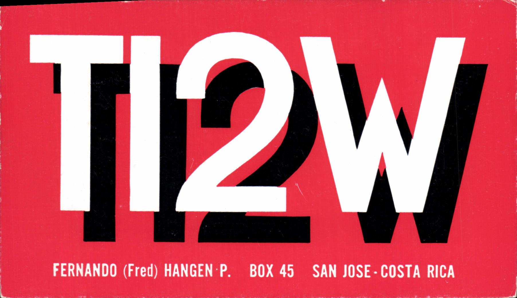 CPA Telegraphie TI2W Fernando Hangen San Jose Costa Rica
