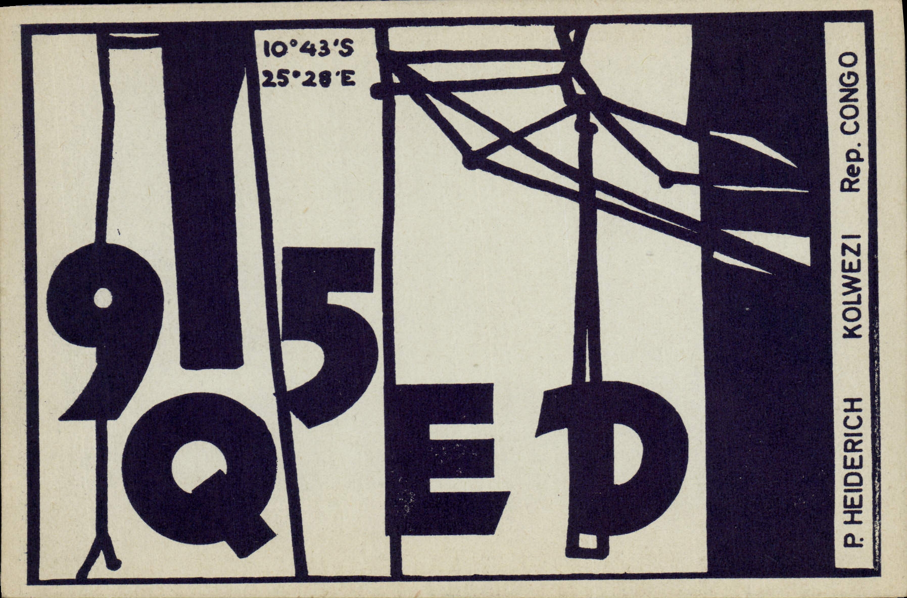 VINTAGE POSTCARD Telegraphy 95QED Heiderich Kolwezi Congo