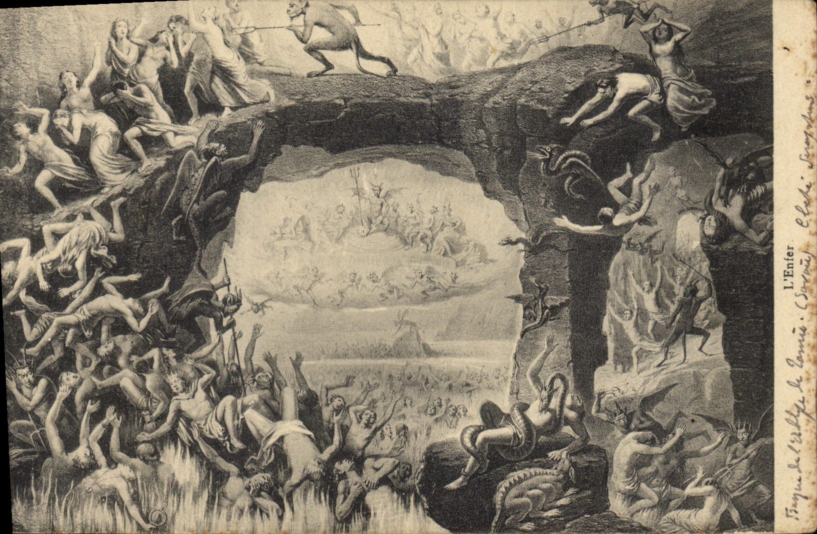 CPA Diable L'enfer Serpent