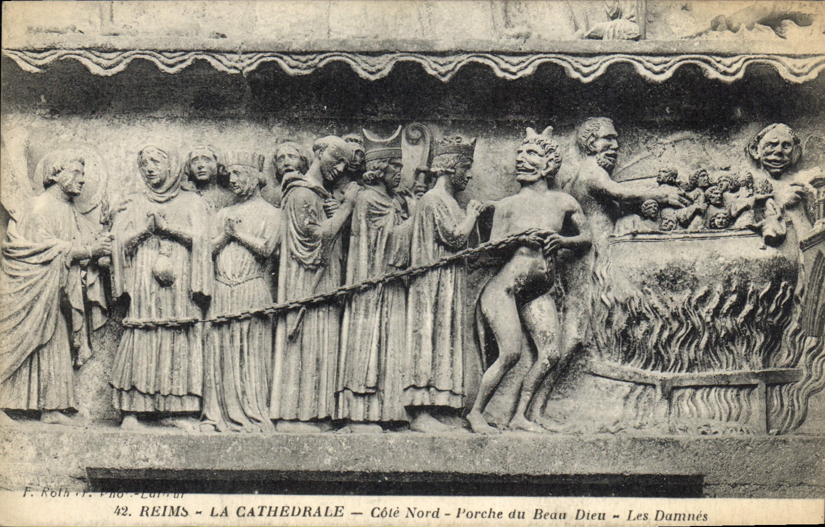 La POSTAL Reims de la VENDIMIA la catedral dimensiona el pórtico norteño de dios hermoso los damnes Diable