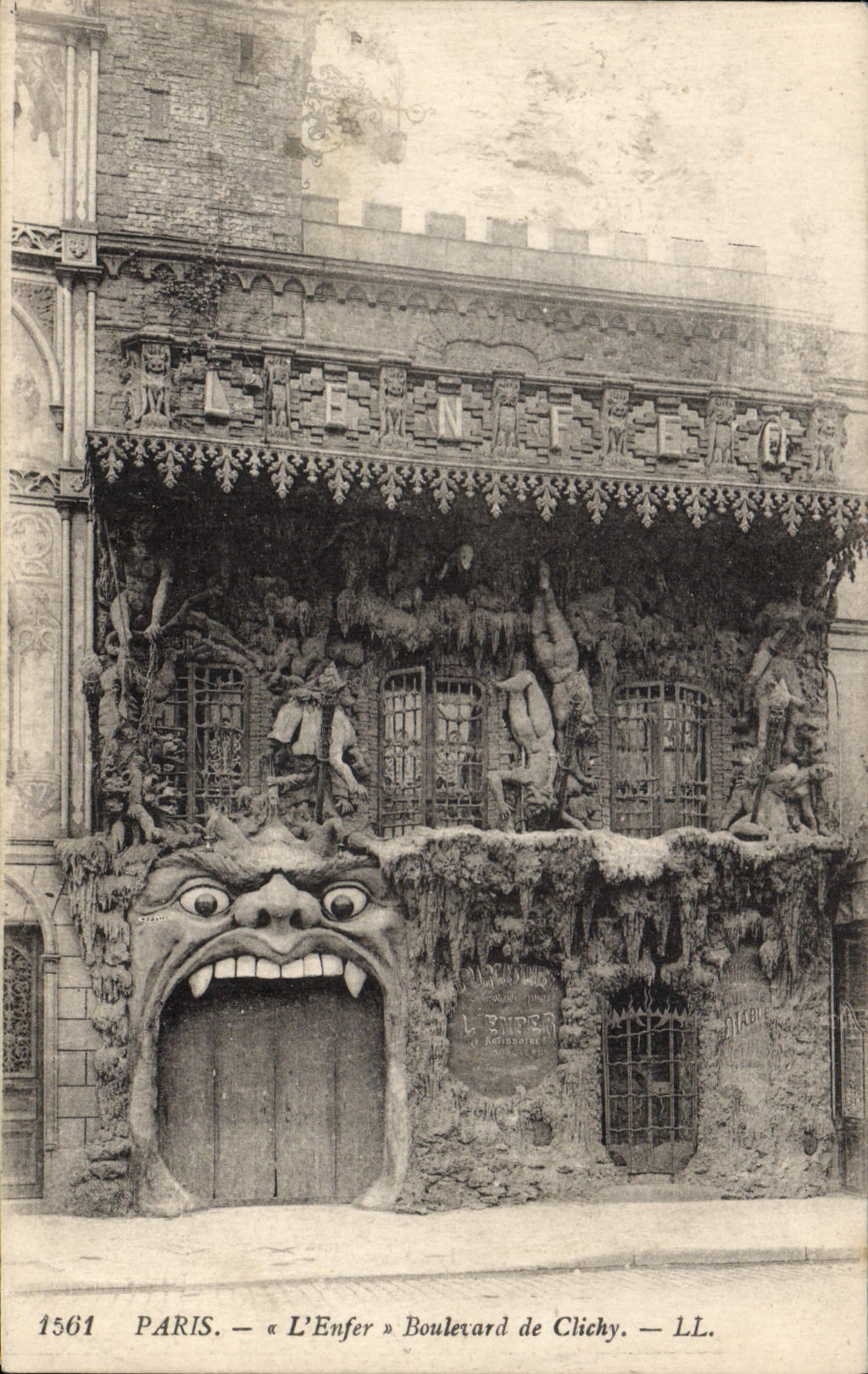 VINTAGE POSTCARD Paris the hell Boulevard of Clichy Devil