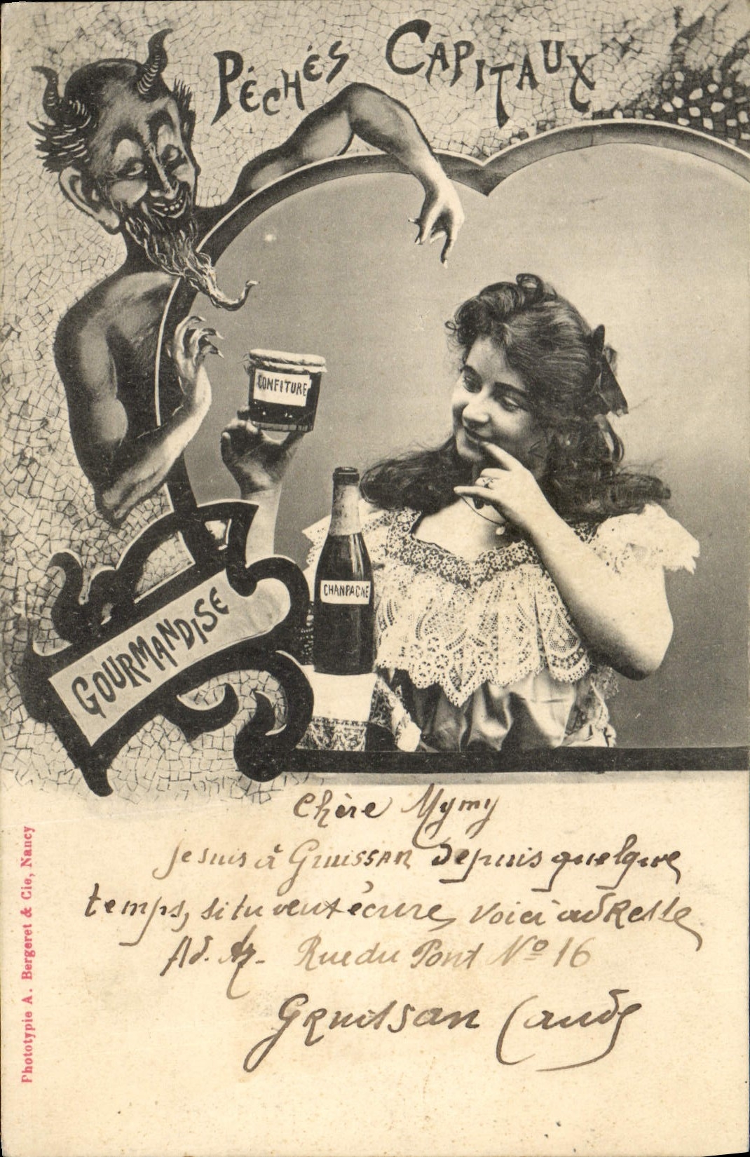 VINTAGE POSTCARD Fantasy Woman Fishings Capital Greediness