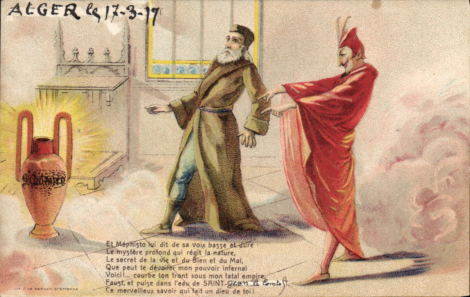 VINTAGE POSTCARD Devil Algiers Mephisto