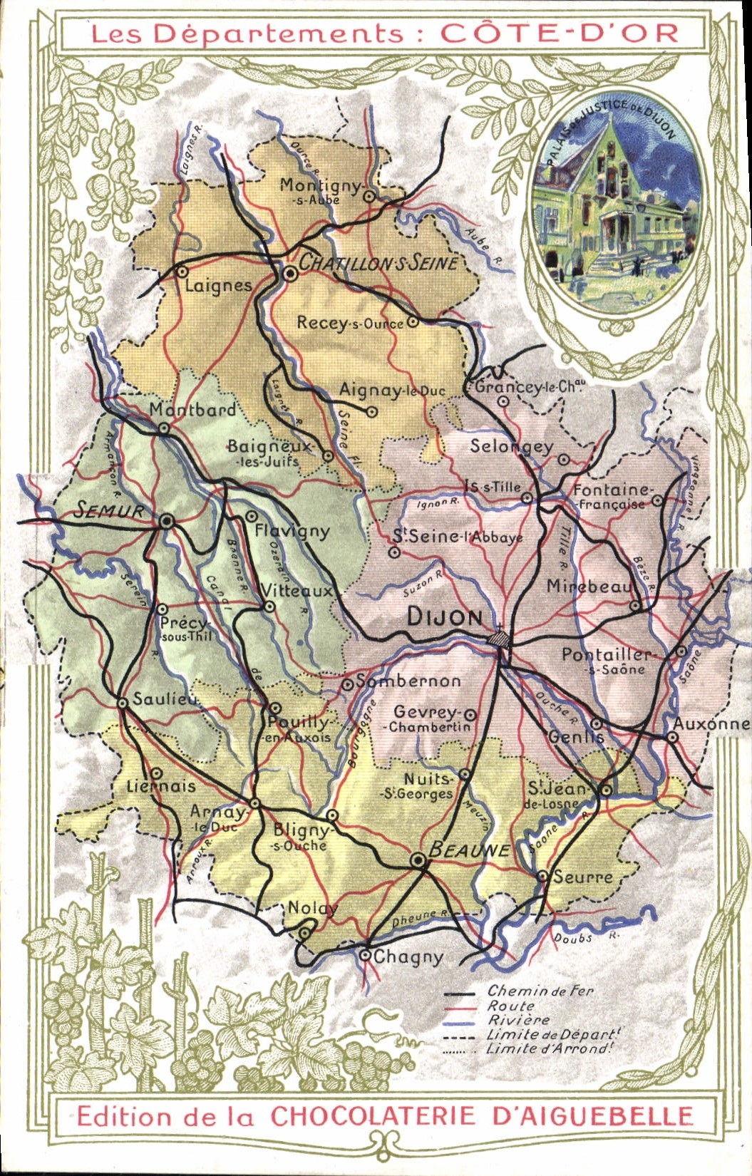 CPA Cartes geographiques Chocolaterie d'Aiguebelle Cote d'Or Dijon 