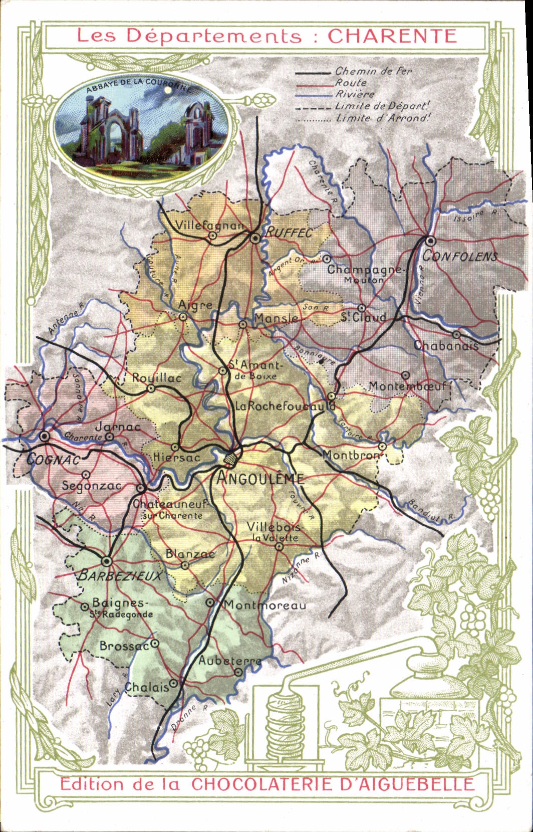 CPA Cartes geographiques Chocolaterie d'Aiguebelle Charente 