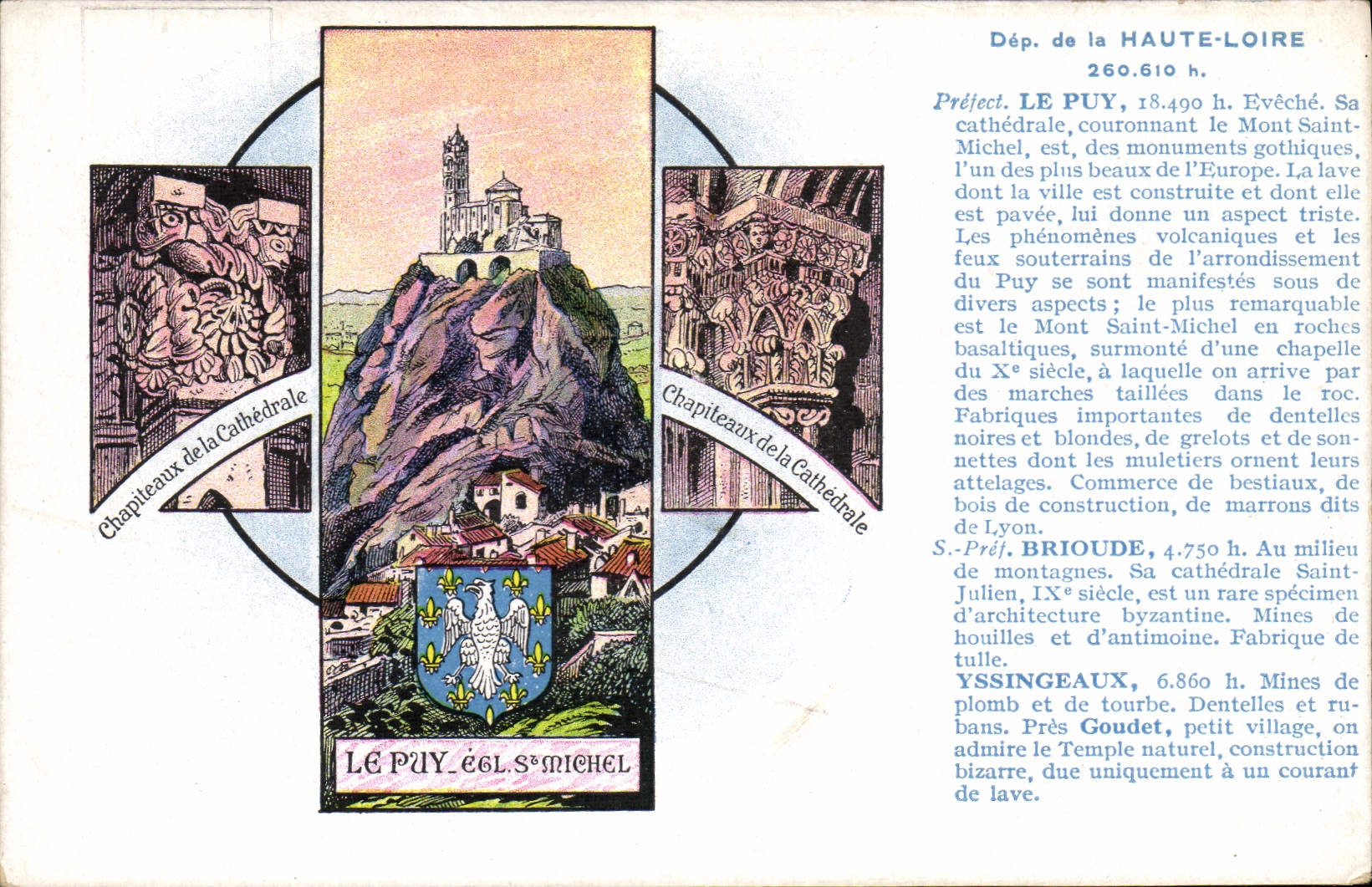 VINTAGE POSTCARD the High Loire Puy