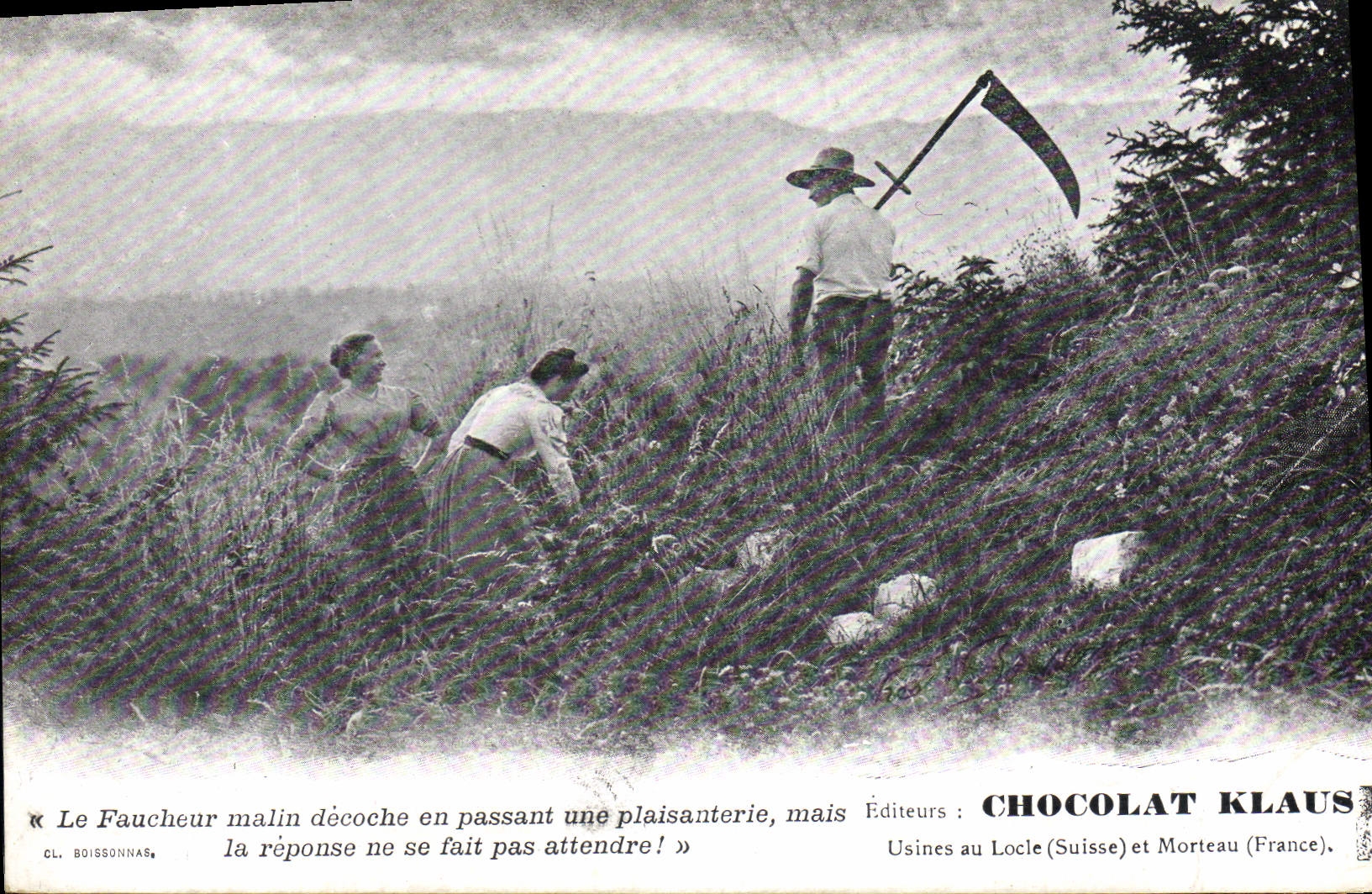 CPA Folklore Le faucheur Chocolat Klaus 