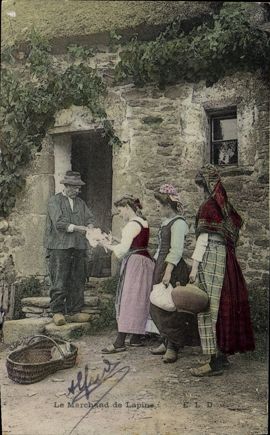 CPA Folklore Le marchand de lapins