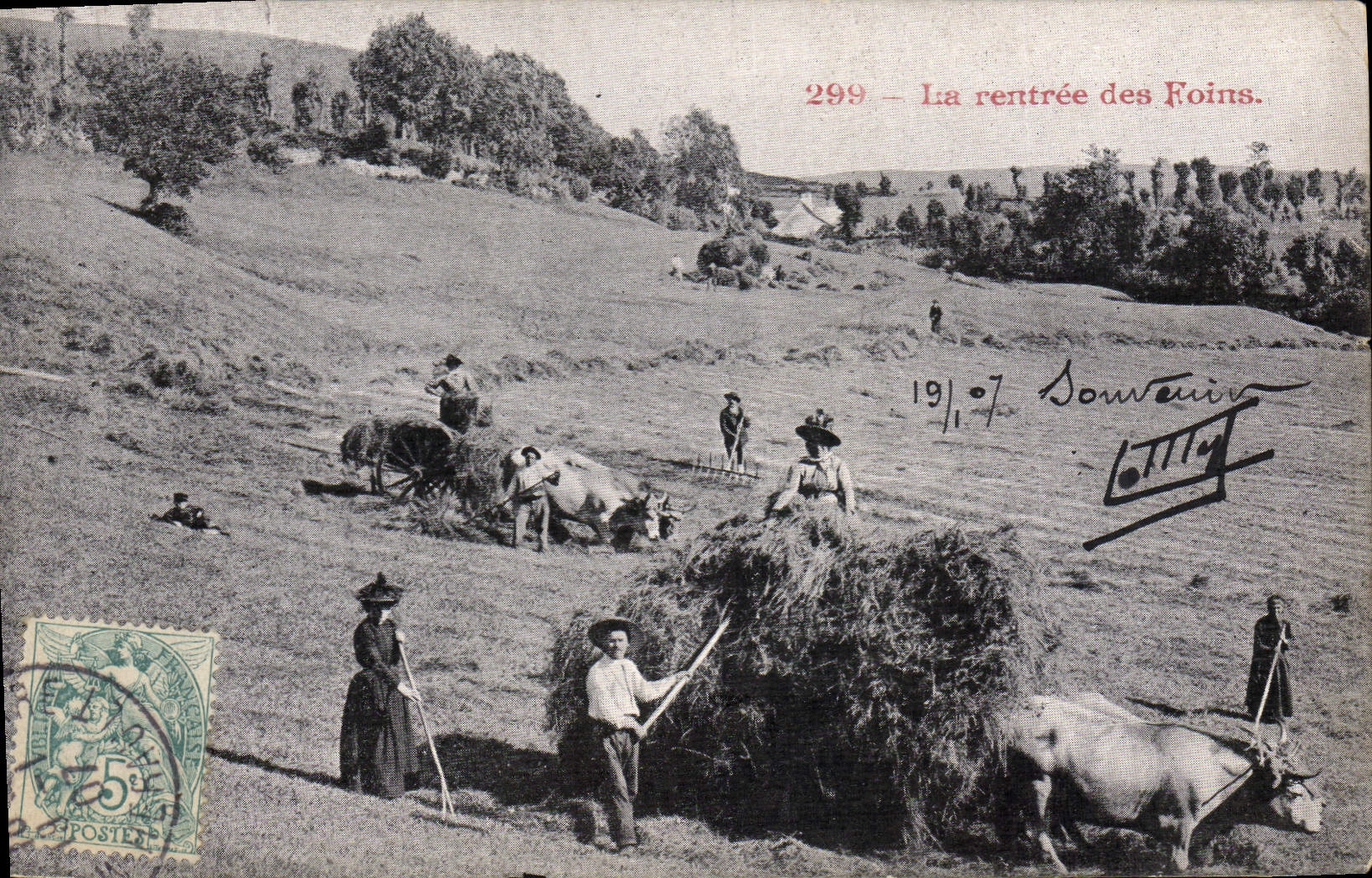 CPA Folklore la rentree des foins
