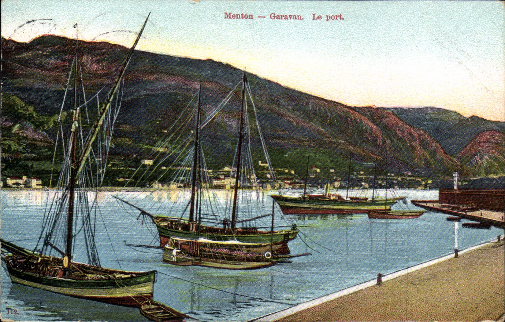 VINTAGE POSTCARD Bateau Fishes Garavan Menton the port