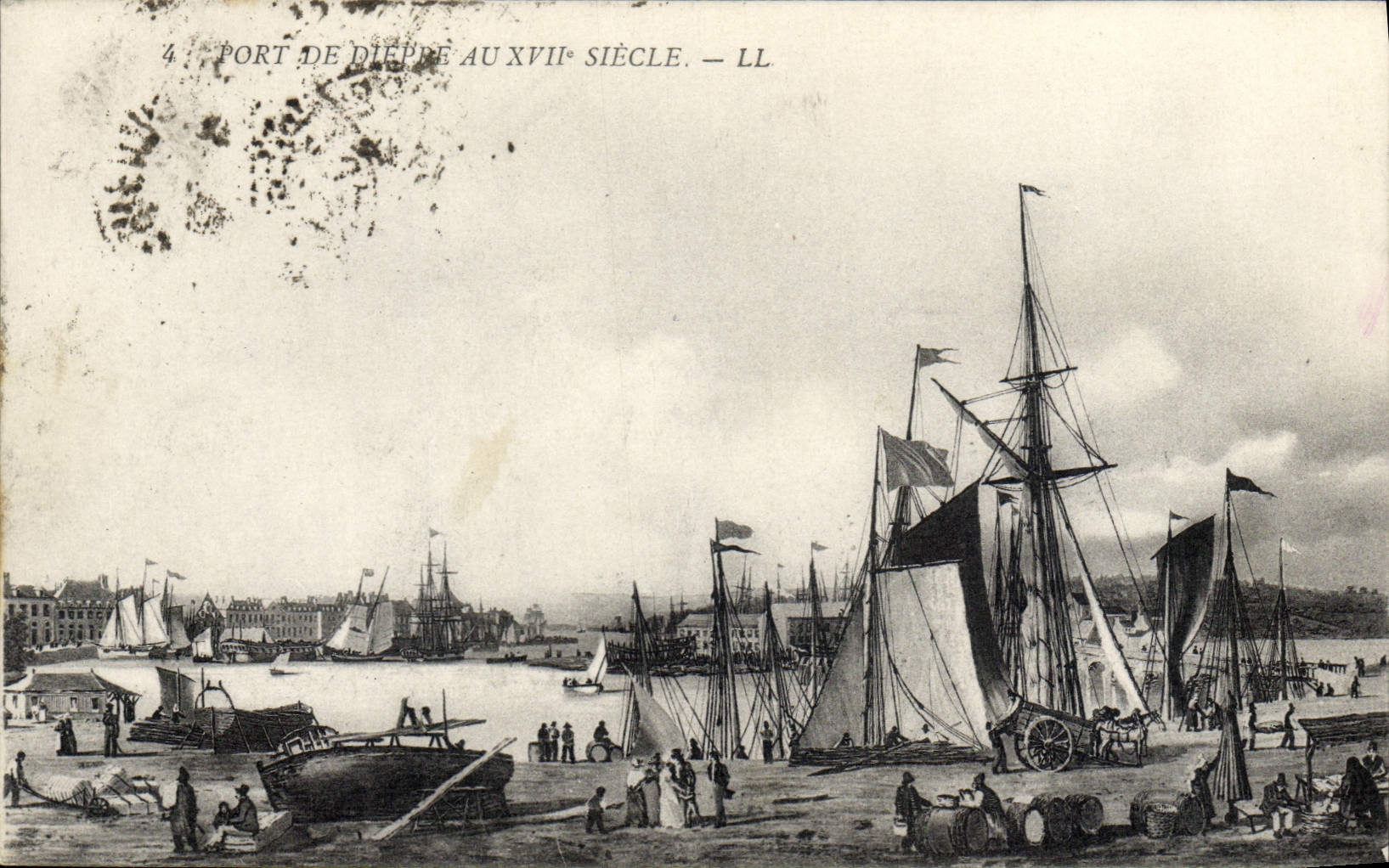 CPA Bateau Peche Port de Dieppe au 17eme 