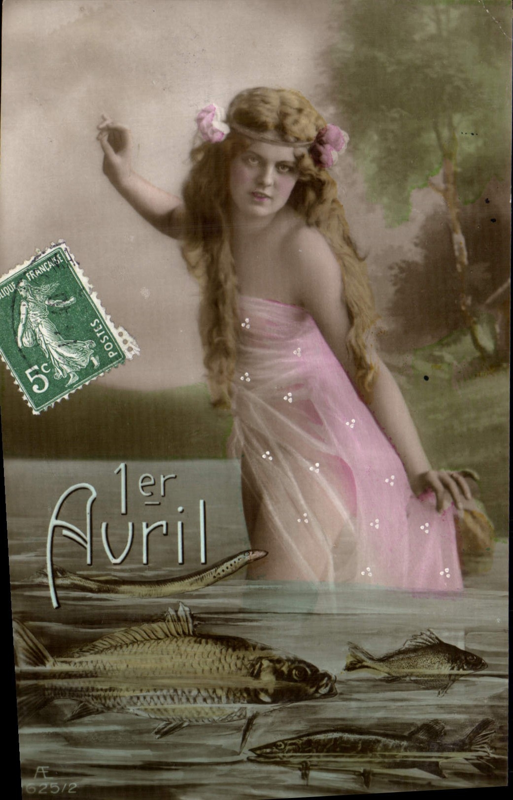 VINTAGE POSTCARD Fantasy Poisson Woman