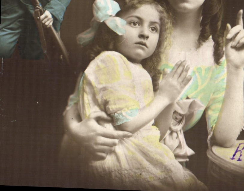 VINTAGE POSTCARD Fantasy Militaria Child wife