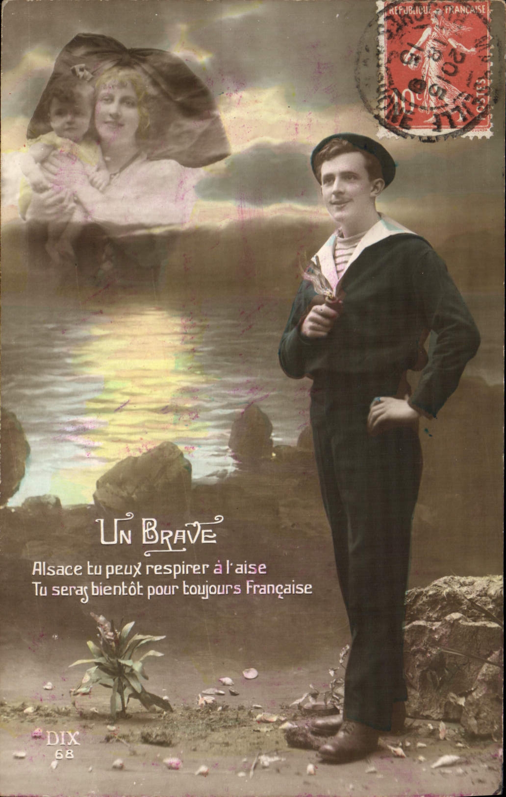 VINTAGE POSTCARD Fantasy Woman Alsace Sailor