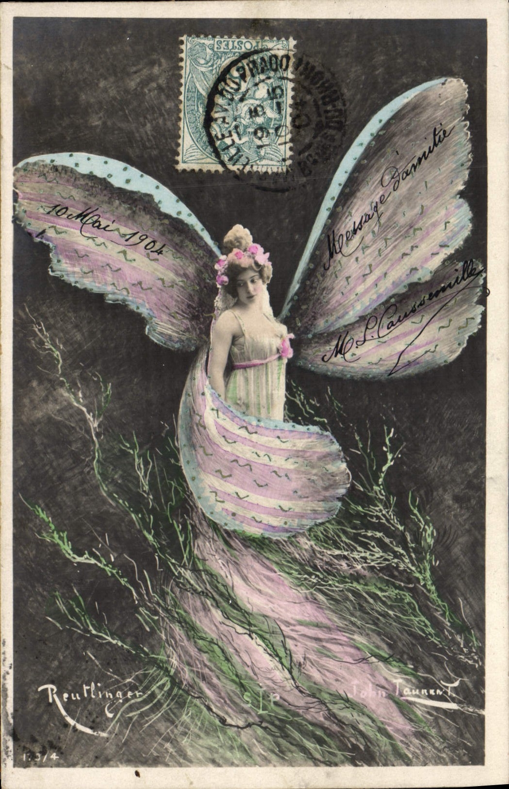 CPA Papillon Femme John Laurent