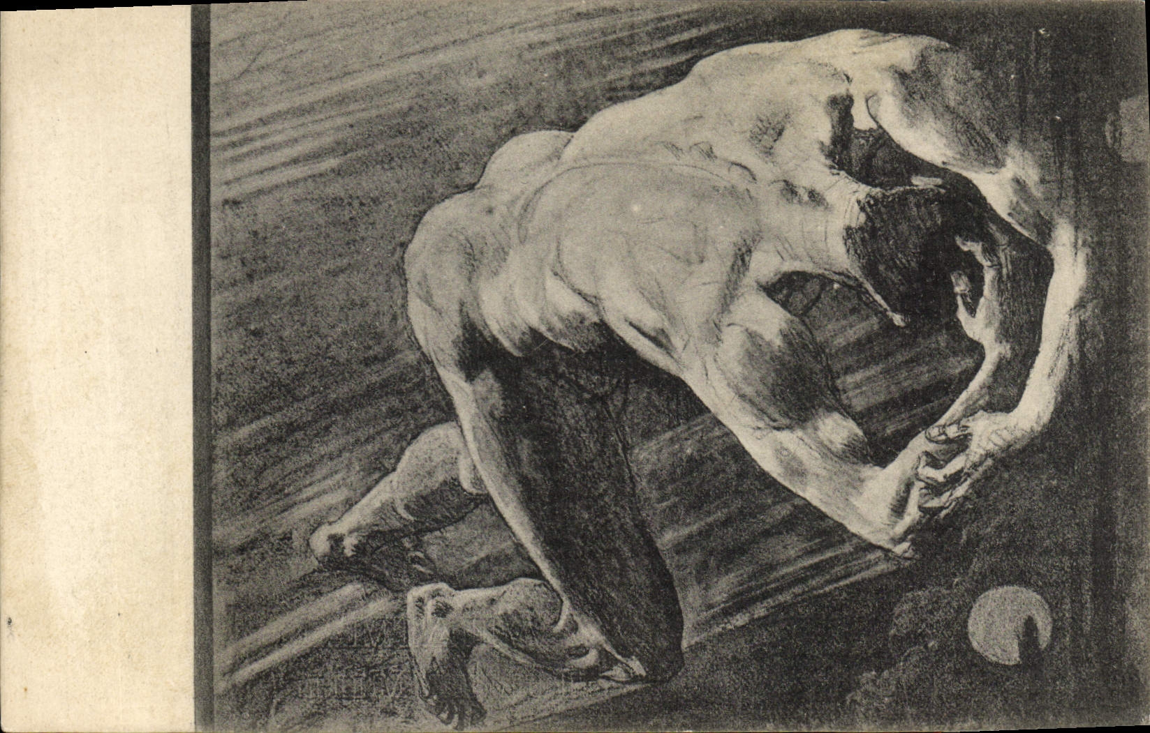 VINTAGE POSTCARD Paris House of Victor Hugo the fall of Fine Satan of Satan Laurens Devil