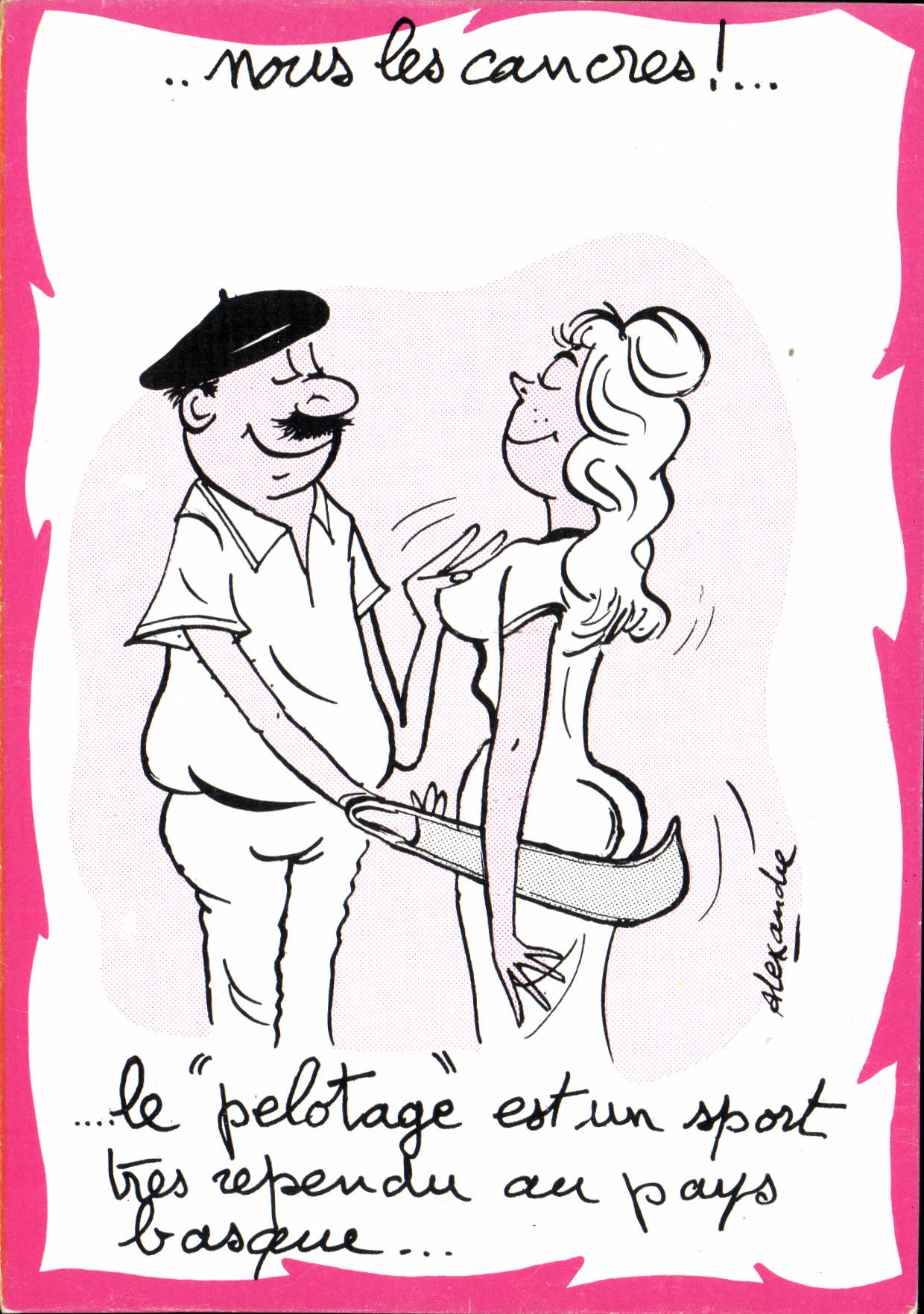 VINTAGE POSTCARD Humor Winds into a ball Basque Pelotage
