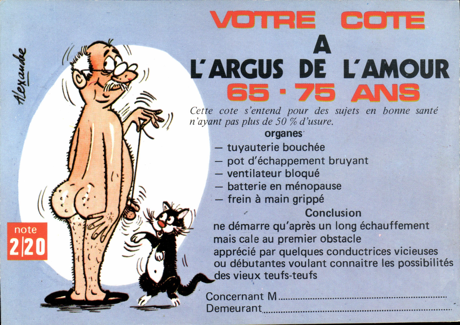 VINTAGE POSTCARD Humor Your Coat with the argus of the love 65 75 years Cat