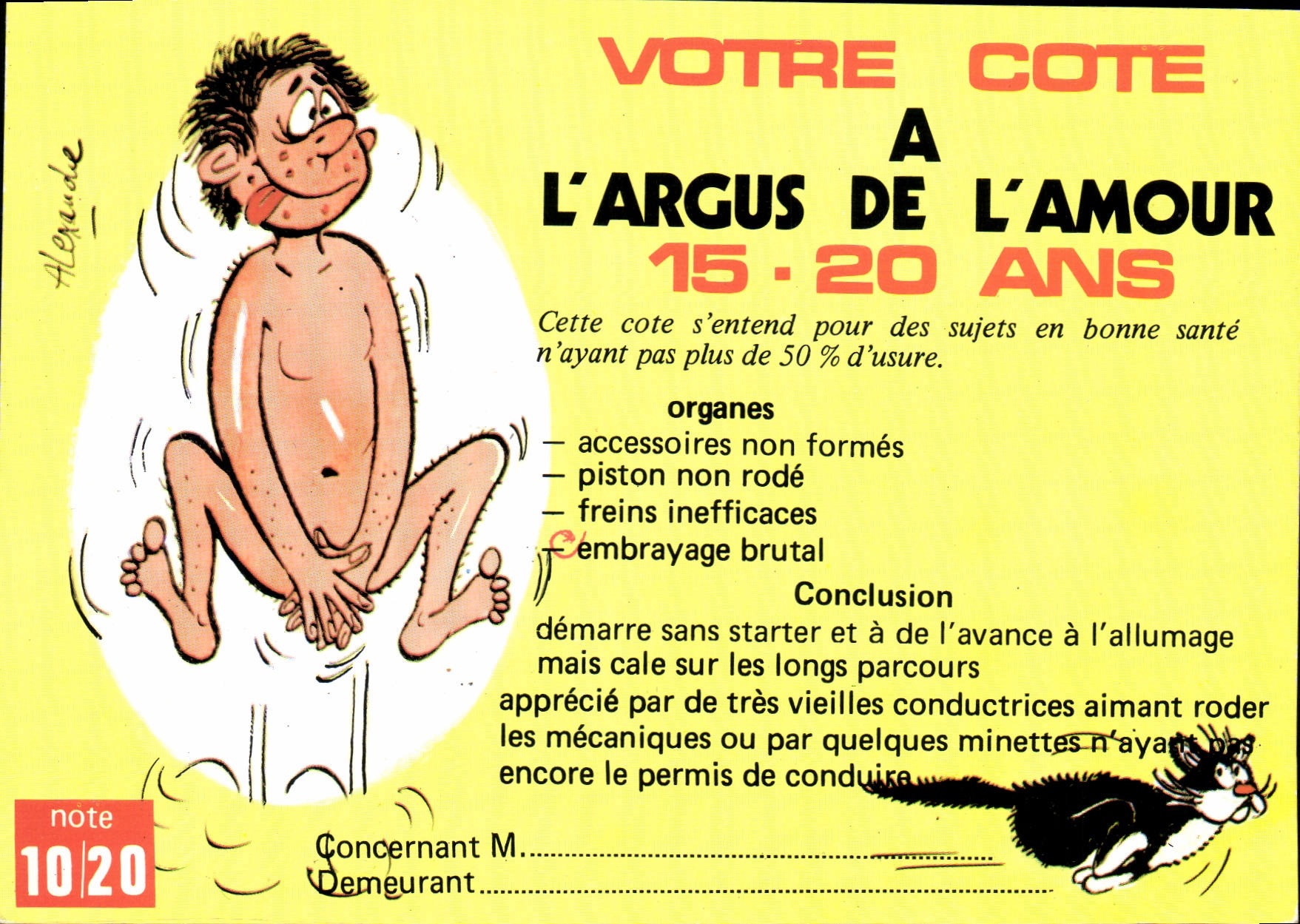 VINTAGE POSTCARD Humor Your Coat with the argus of the love 15 20 years Cat