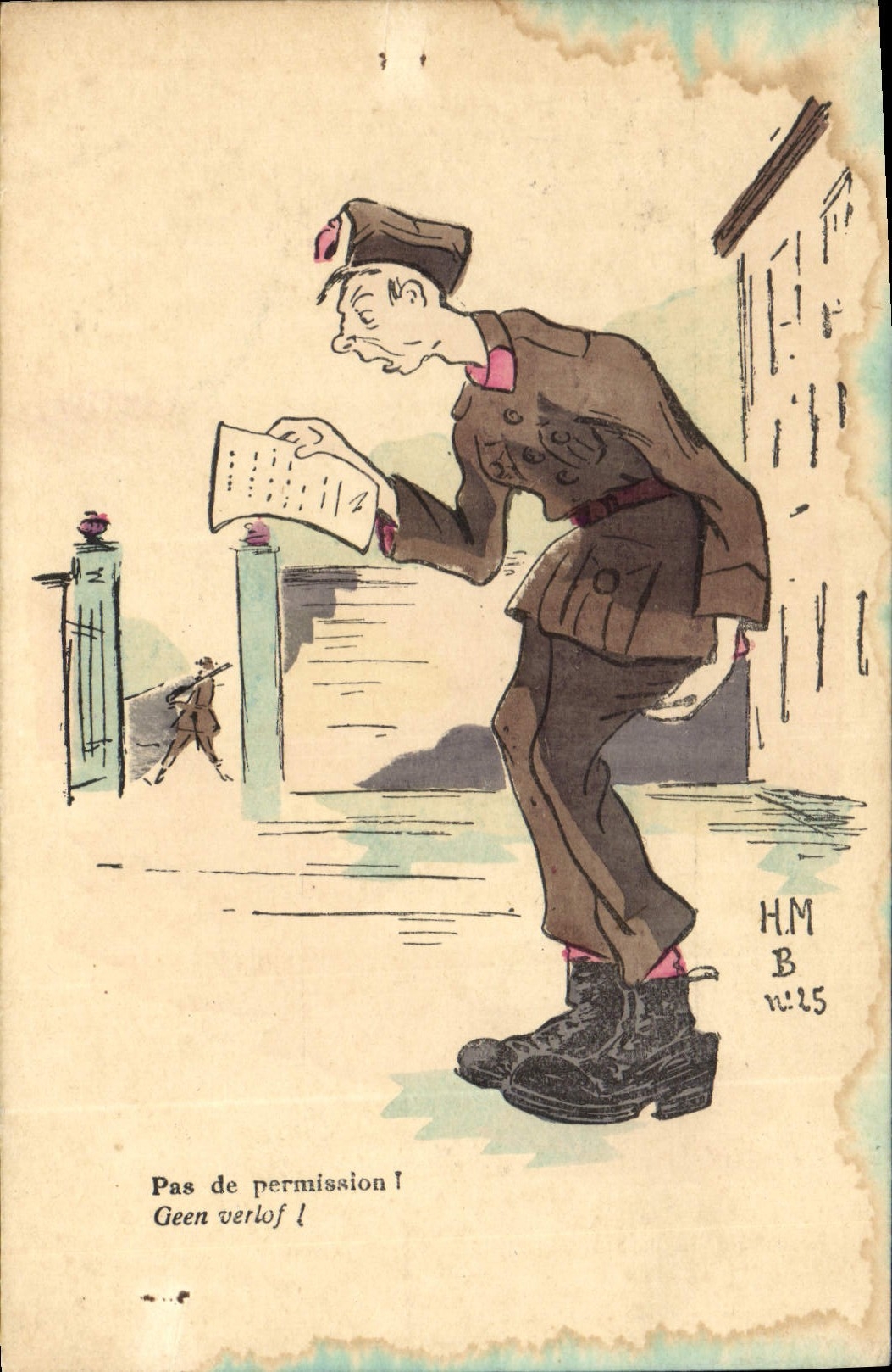 VINTAGE POSTCARD Militaria No permission