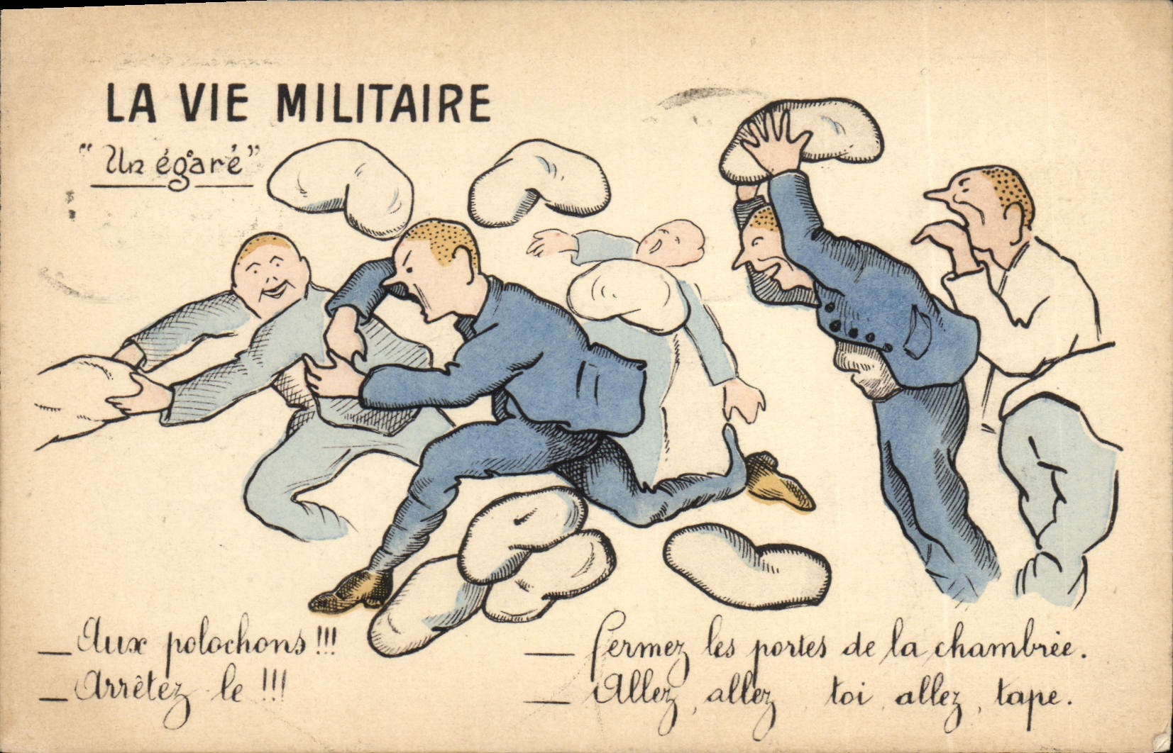 VINTAGE POSTCARD Militaria military life stray
