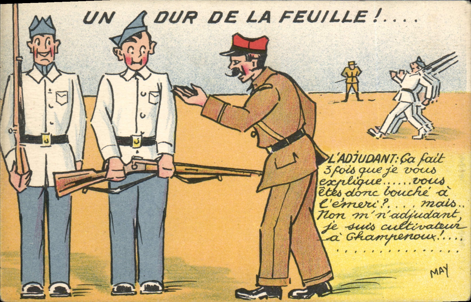 CPA Militaria Un dur de la feuille