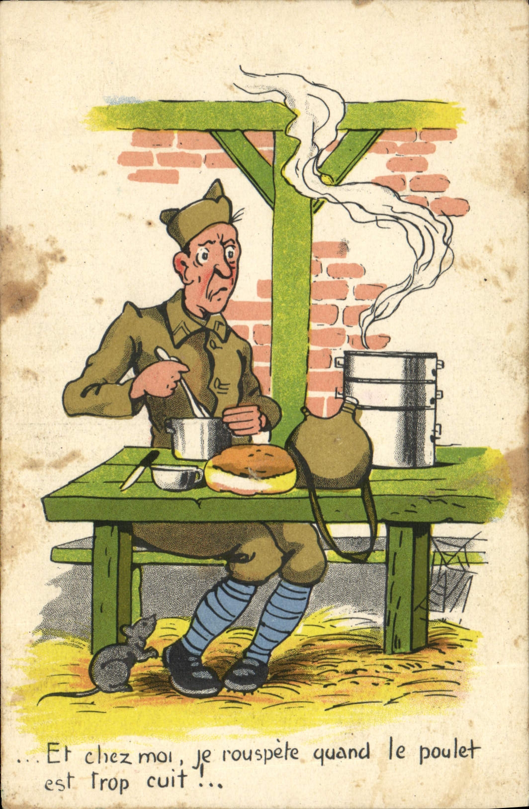 CPA Militaria Le poulet 