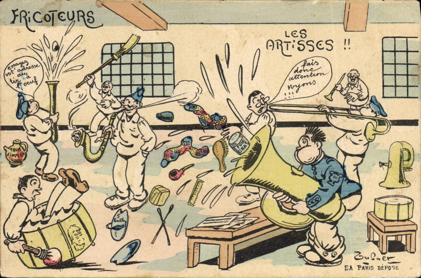 VINTAGE POSTCARD Militaria Fricoteurs artisses