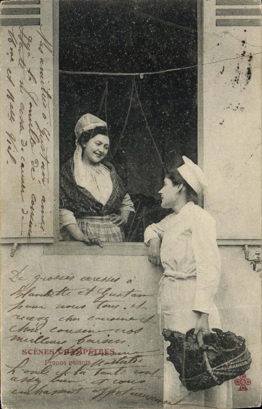 CPA Folklore Scenes champetres Propos galants