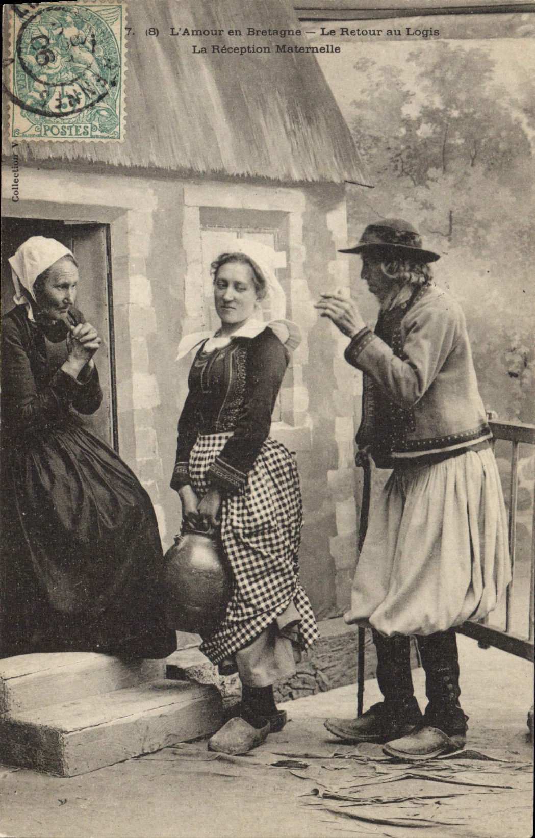 CPA Folklore L'amour en Bretagne Le retour au logis La reception maternelle