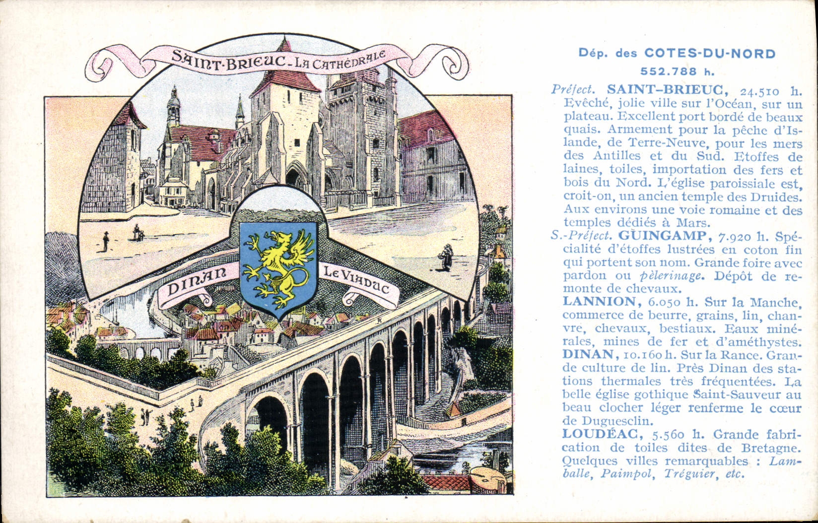 VINTAGE POSTCARD Dimensions of Holy North Brieuc