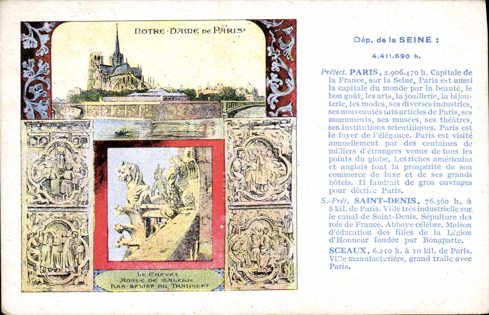 VINTAGE POSTCARD the Seine Paris Holy Denis Notre Dame